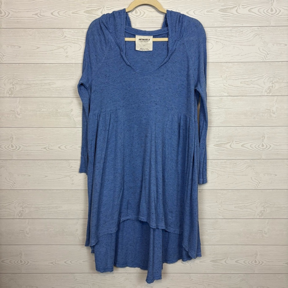 Free People Blue Long Sleeve Tunic Hoodie
